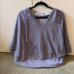 Gray/blue poncho hoodie